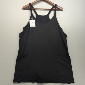 Womens Cotton Athletic Dress Built in Shorts Lined XXL Black NWT